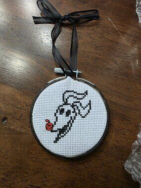Mini Zero Nightmare Before Christmas Cross Stitch Wall Hanging